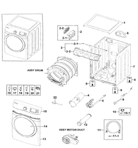 Main Assy Diagram and Parts List for DV511AGW XAA-0002 Samsung Dryer