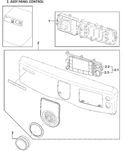 Control Panel Diagram and Parts List for DV419AEU XAA-0000 Samsung Dryer