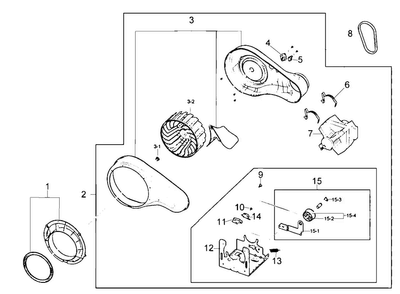Motor Assy Diagram and Parts List for DV210AEW XAA Samsung Dryer
