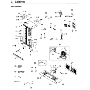 Cabinet Diagram and Parts List for RS25H5111SG AA-0000 Samsung Refrigerator