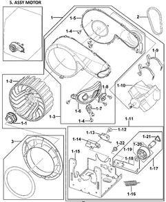 Motor Assy Diagram and Parts List for DV409AER XAA-0000 Samsung Dryer