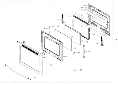 Door Diagram and Parts List for NE58F9500SS AA-0000 Samsung Range