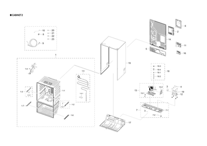 Part Location Diagram of DA97-21056D Samsung Assy cabi-rear