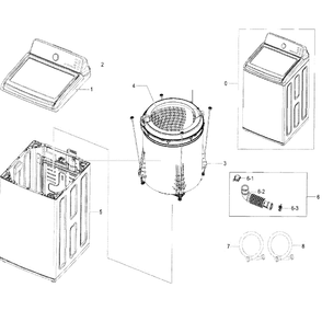 Main Assembly Diagram and Parts List for WA50F9A6DSW A2-0001 Samsung Washer