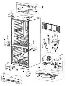 Cabinet Diagram and Parts List for RF197ACBP XAA-0000 Samsung Refrigerator