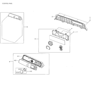 Control Panel Diagram and Parts List for DV48J7700GW A2-0001 Samsung Dryer