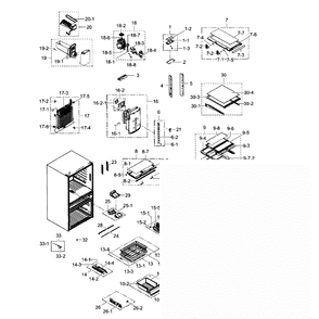 Refrigerator Diagram and Parts List for RF24FSEDBSR AA-03 Samsung Refrigerator
