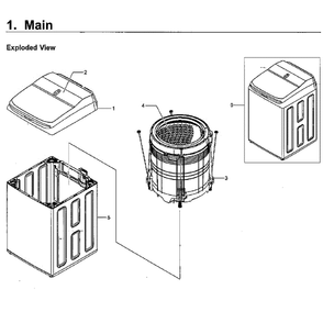Main Assembly Diagram and Parts List for WA54M8750AW A4-0000 Samsung Washer