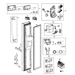 Left Door Diagram and Parts List for RS267TDWP XAA-0000 Samsung Refrigerator