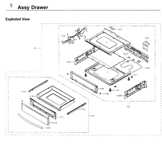 Drawer Diagram and Parts List for NE58K9560WS AA-0000 Samsung Range