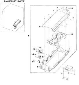 Heater Assy Diagram and Parts List for DV209AEW XAA-0000 Samsung Dryer