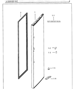 Door Ref Outer Diagram and Parts List for RH25H5611SR AA-0000 Samsung Refrigerator