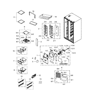 Fridge Diagram and Parts List for RS267TDRS XAA-03 Samsung Refrigerator