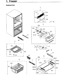 Freezer Diagram and Parts List for RF22KREDBSG AA-0001 Samsung Refrigerator