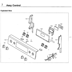 Control Diagram and Parts List for NE59M6850SS AA-0001 Samsung Microwave Oven Combo