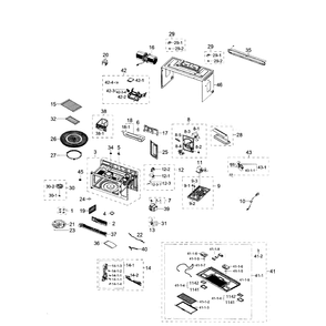 Main Section Diagram and Parts List for ME21H706MQS AA-01 Samsung Microwave