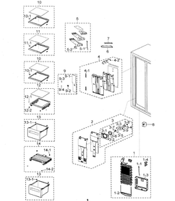 Freezer Diagram and Parts List for RSG257AABP XAA Samsung Refrigerator