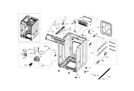 Frame & Cover Parts Diagram and Parts List for WF448AAP XAA-0005 Samsung Washer