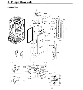 Fridge Door L Diagram and Parts List for RF28HDEDPWW AA-0007 Samsung Refrigerator