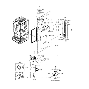 Door L Diagram and Parts List for RF263TEAEWW AA-01 Samsung Refrigerator