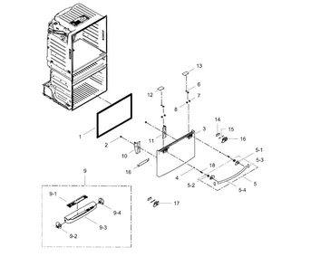 Freezer Door Diagram and Parts List for RF4287HABP XAA-0004 Samsung Refrigerator