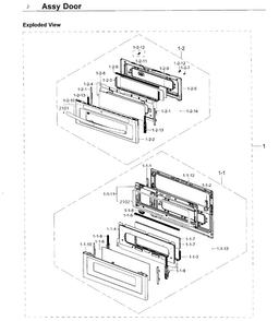 Door Diagram and Parts List for NX58K9850SS AA-0000 Samsung Range
