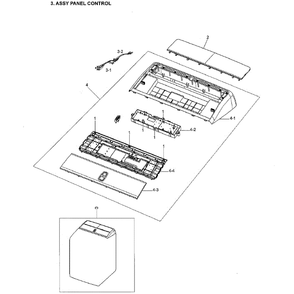 Control Panel Diagram and Parts List for DVE54M8750W A3-0000 Samsung Dryer