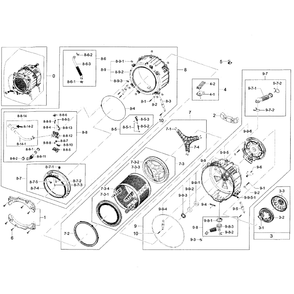Tub And Drum Diagram and Parts List for WF42H5200AP A2-0000 Samsung Washer