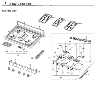 Cooktop Diagram and Parts List for NX58F5500SS AA-00 Samsung Range