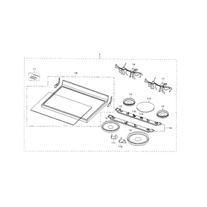 Cooktop Diagram and Parts List for NE595R0ABWW AA-01 Samsung Range