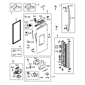 Refrigerator Door L Diagram and Parts List for RF23HCEDBBC AA-0001 Samsung Refrigerator