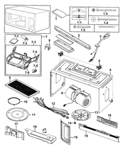 Cabinet 1 Diagram and Parts List for 40185053210  Kenmore Microwave