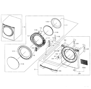Frame Front & Door Diagram and Parts List for DV455GVGSWR AA-0000 Samsung Dryer