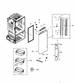 Part Location Diagram of DA97-12935A Samsung Door Bin and Guard