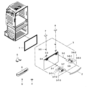 Freezer Door Diagram and Parts List for RF25HMEDBWW AA-03 Samsung Refrigerator