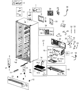 Cabinet Diagram and Parts List for RSG257AABP XAA Samsung Refrigerator