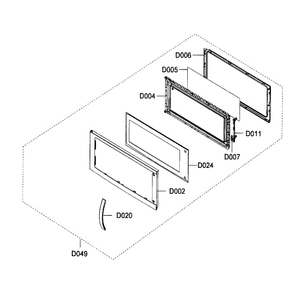 Door Assembly Diagram and Parts List for SMH8165W XAA-00 Samsung Microwave