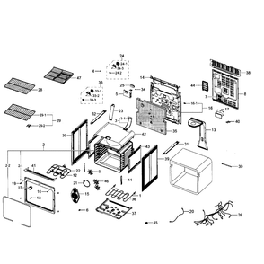 Main Assembly Diagram and Parts List for NE597N0PBSR AA-02 Samsung Range