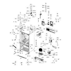 Cabinet Diagram and Parts List for RFG238AARS XAA-01 Samsung Refrigerator