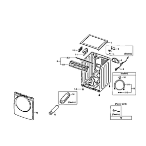 Main Assembly Diagram and Parts List for DV407AEW XAA-02 Samsung Dryer