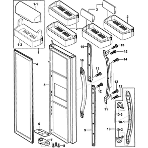 Right Door Diagram and Parts List for RS2556BB XAA-0000 Samsung Refrigerator