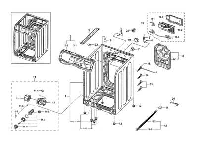 Frame And Cover Diagram and Parts List for WF45N5300AF US-00 Samsung Washer