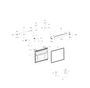 Freezer Door Diagram and Parts List for RFG238AARS XAA-0002 Samsung Refrigerator