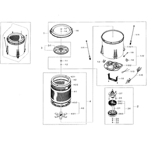 Tub Diagram and Parts List for WA45H7200AP A2-0001 Samsung Washer