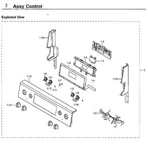 Control Panel Diagram and Parts List for NE59M4310SW AA-0000 Samsung Microwave Oven Combo