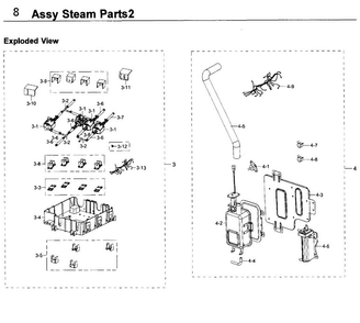 Steam Parts 2 Diagram and Parts List for NV51K6650DG AA-0000 Samsung Wall Oven