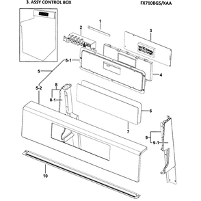 Control Box Diagram and Parts List for FX710BGS XAA-00 Samsung Range