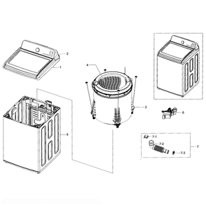 Main Diagram and Parts List for WA45H7200AW A2-02 Samsung Washer