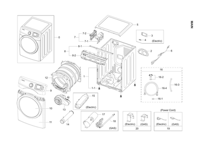 Part Location Diagram of DC98-02087A Samsung Assembly ACCESSORY;DRYER, BB