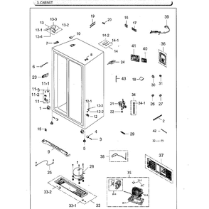 Cabinet Diagram and Parts List for RS25H5111SR AA-02 Samsung Refrigerator